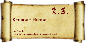 Kremser Bence névjegykártya